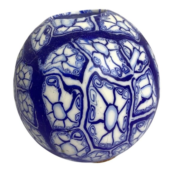 NOS Large Abstract Blue Millefiori USA Made 1993 Illuminating Candle Co - Picture 9 of 9